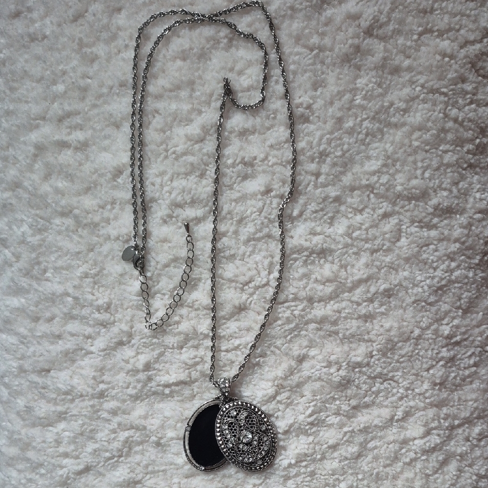 Lia Sophia Silver and Black Pendant Necklace